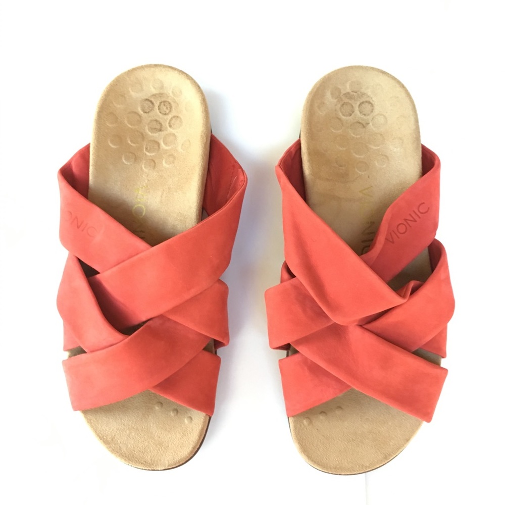 Vionic Juno Slide Sandal Red Orthotic Support